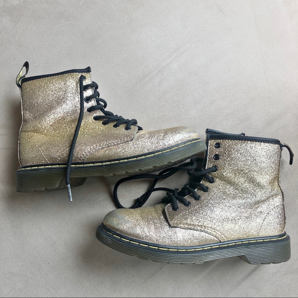 Dr. Marten Glitter Gold Lace Zip Up Delaney Boots